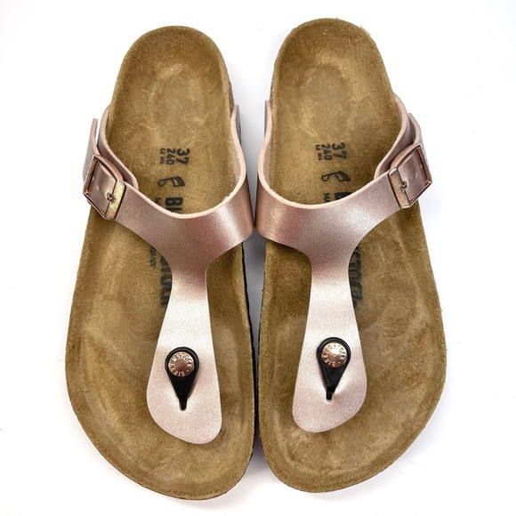NWOT Birkenstock Sandals Women's Size 6-6.5 EU 37 Copper Gizeh Birko Flor - Picture 1 of 11